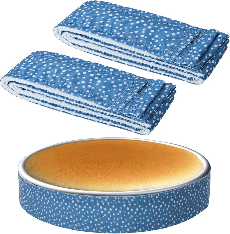 Bcautay 2 Pcs Baking Strips Cake Pan Dampen Strips Absorbent Thick Cotton Cake Strips for Kitchen Bakery Restaurant (Blue) - Image 1